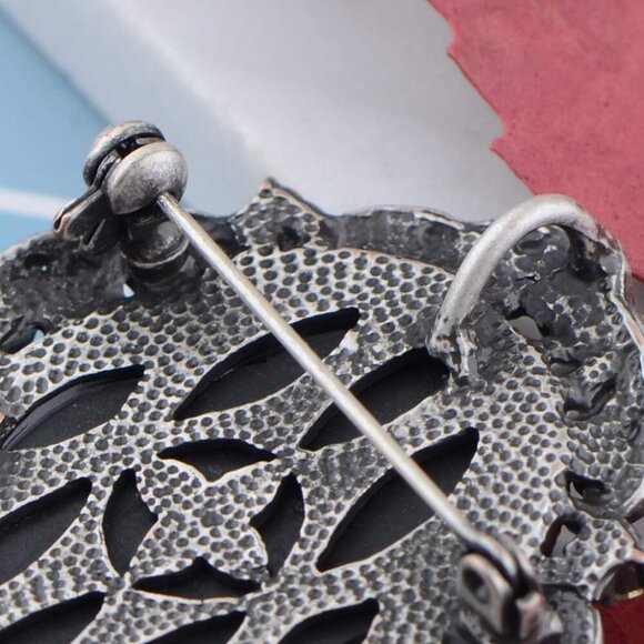 Vintage Inspired Antique Reproduct Rose Pink Crystal Flower Cameo Pin Brooch - Picture 5 of 7